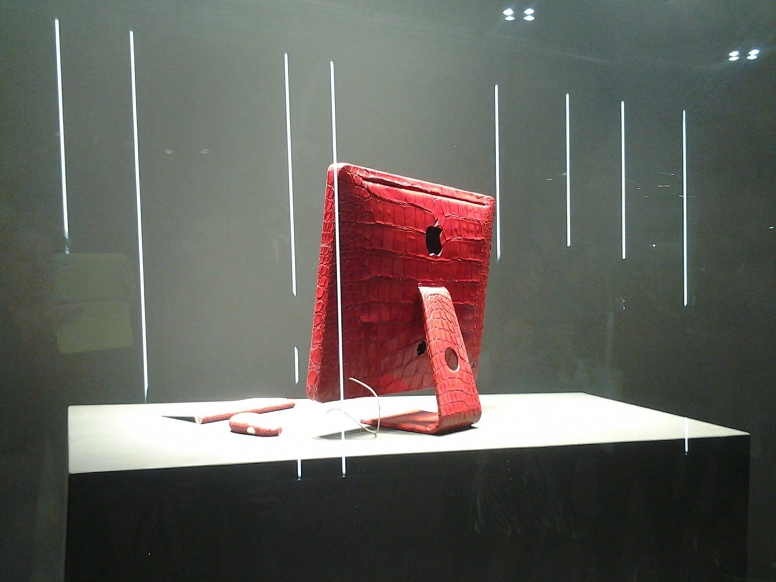 Computer rivestito in coccodrillo rosso